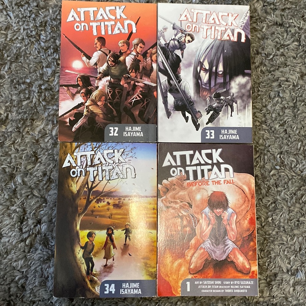 Attack on Titan Anime Manga Volumes 32-34 and Prequel Volume 1